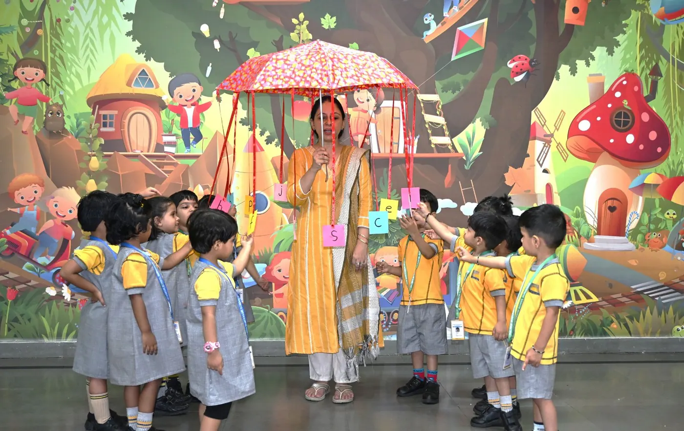 Young learners participating in an interactive class